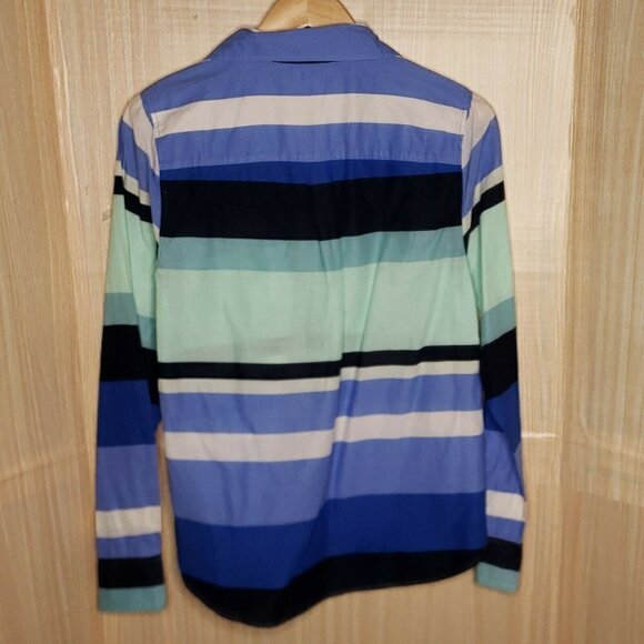 J. Crew Womens Striped Long Sleeve 3/4  Button Down Lightweight Tunic Top Medium - Picture 2 of 6